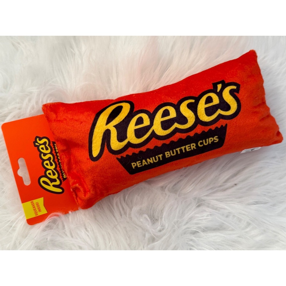 Hershey Reese's Peanut Butter Cups Plush Squeaker Dog Toy Orange HE1001-DTF